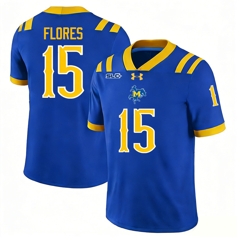 McNeese Cowboys #15 Alex Flores College Football Jerseys,Uniforms-Royal